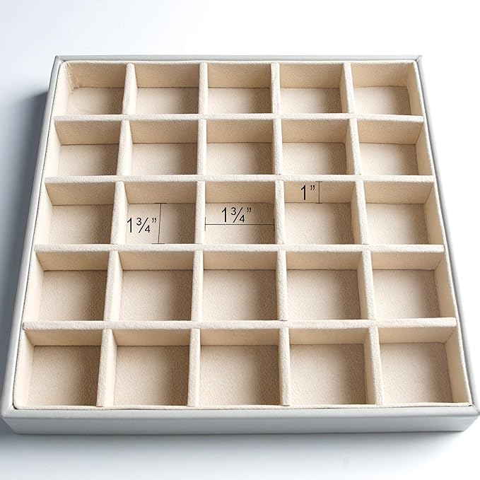 Frebeauty Earring Organizer Classic Jewelry Box 50 Slots Double Layer Jewelry Storage Case with 6 Necklace Hook and Bracelet Pocket(Grey)