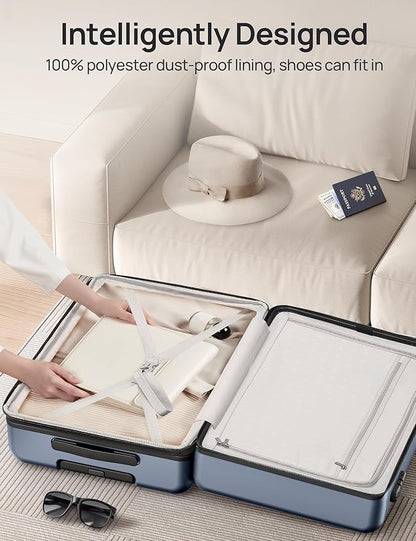 NINETYGO Medium Checked Luggage 24 Inch, Checking In Luggage with Smooth Spinner Wheels, Expandable, Hard Shell PC Suitcase, Lightweight Travel Luggage, TSA Approved (Shadow, Rhine Max)