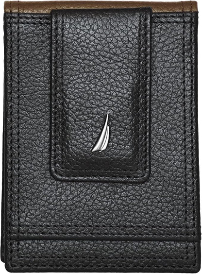 Nautica Men's Slim Wallet | Card Case | RFID Blocking | ID Window | Minimalist | Lightweight | Genuine Leather