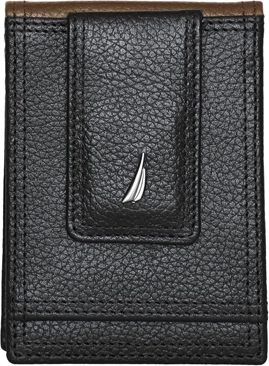 Nautica Men's Slim Wallet | Card Case | RFID Blocking | ID Window | Minimalist | Lightweight | Genuine Leather