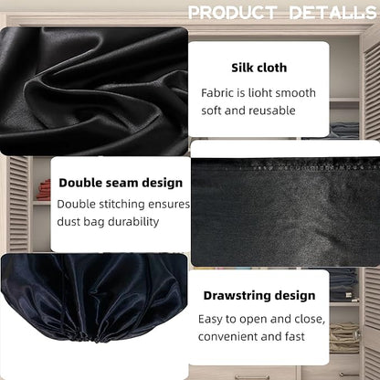 12 Pack Dust Bags For Handbags Travel Storage Pouch, Purse Dust Bags For Storage, Silk Dust Covers With Drawstring For Purse Shoes Boots