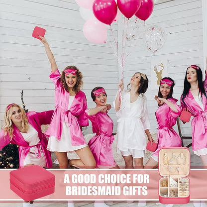 Taiyin 12 Pcs Travel Jewelry Case Box Bridesmaid Gifts Bulk Travel Jewelry Cases Boxes Small Jewels Organizers Mini Accessories Ornaments Storage for Women Girls Wedding Gifts (Rose Red)