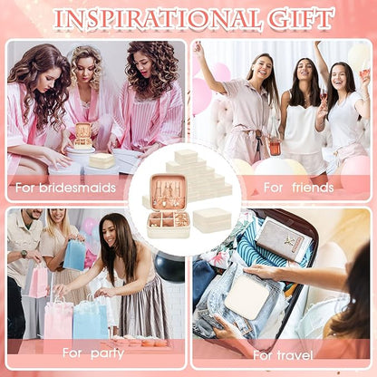 Taiyin 12 Pcs Travel Jewelry Case Box Bridesmaid Gifts Bulk Travel Jewelry Cases Boxes Small Jewels Organizers Mini Accessories Ornaments Storage for Women Girls Wedding Gifts (White)