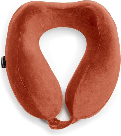 Brookstone Neck Travel Pillow - Lightweight Contoured Memory Foam Stuffable Travel Neck Pillow for Sleeping, Car, & Airplane, Size One Size, Terra Cotta