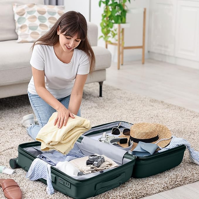 Nazhura Luggage Set, 3-Piece Hardside Suitcase Set, 20-inch Carry On, 24-inch, 28-inch Luggage