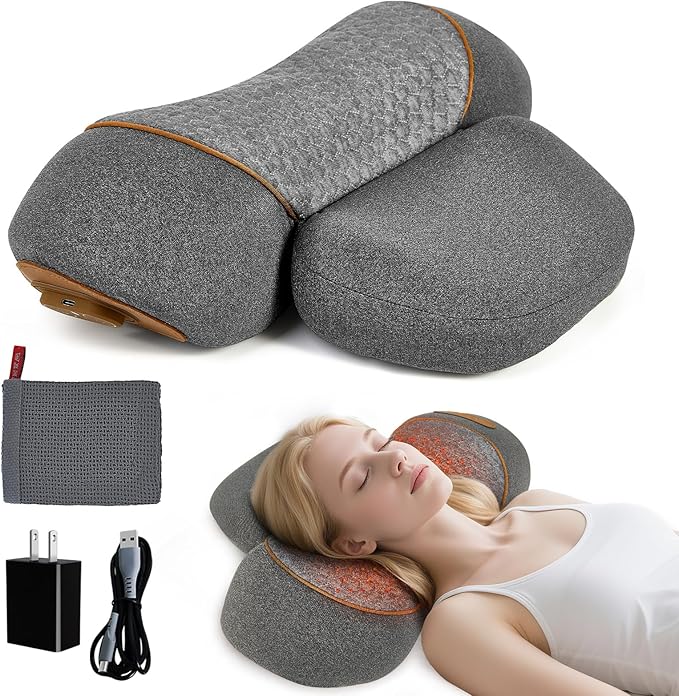 Neck Pillow - 3-in-1 Wireless Neck Pillow (Battery Included), Travel Neck Massage Pillow for Shoulder and Deep Tissue Pain Relief, for Women Neck Posture Corrector