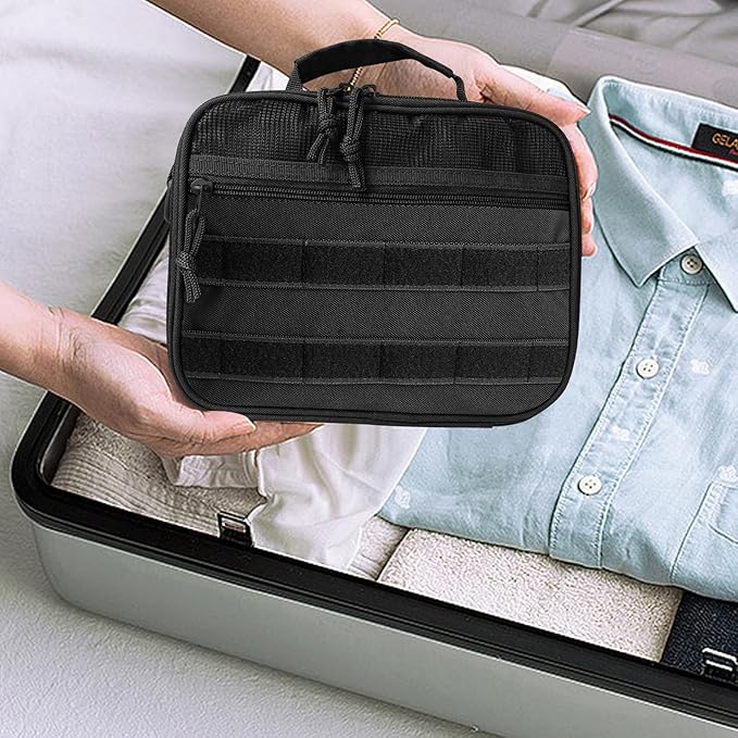 SMONT Toiletry Bag for Men Travel Toiletry Organizer Dopp Kit Travel Organizer Toiletries Bag Shaving Hygiene Bag Bathroom Hanging Men's Toiletry Bag for Short Trips Black