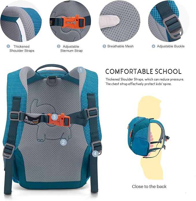 MOUNTAINTOP 8L Kids Backpack,Toddler Backpack Travel Daypack with Chest Strap,Small Backpack for Preschool and Kindergarten