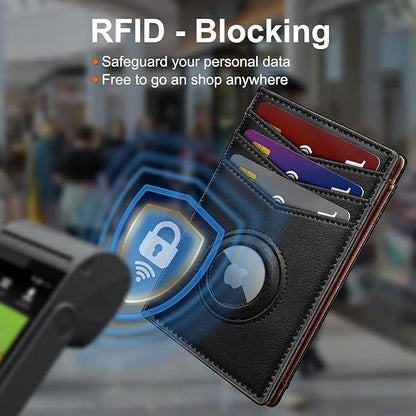 Airtag Slim Leather Wallet for Men - 12-Card Capacity, Magnetic Closure, Money Clip & Simplified Bill Compartment, RFID Blocking (4.3" x 3.0") | Gift Boxed