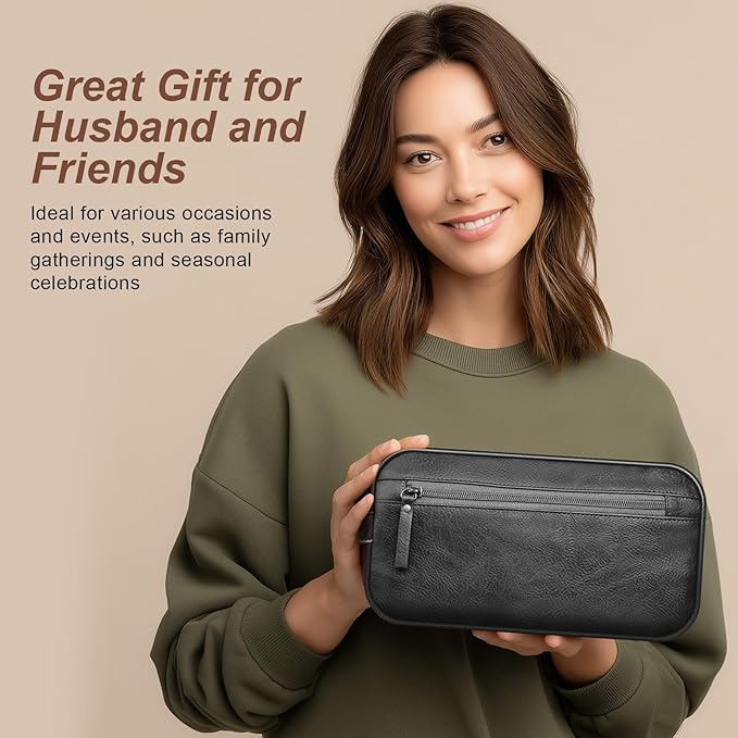 Travel Toiletry Bag for Men and Women, Travel Shaving Dopp Kit Water-resistant Bathroom Toiletries Organizer PU Leather Cosmetic Bags (Black)