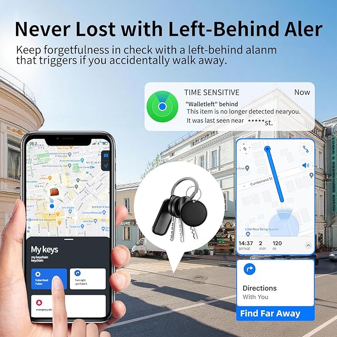 Air Tracker Tags 4 Pack, Seamlessly Works with Apple Find My (iOS Only),Multi-Use Item Finder for Keys/Wallets/Luggage/Backpacks/Suitcases–Organize & Secure Your Essentials (Not for Android)