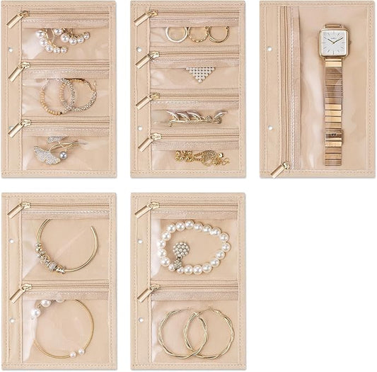 Vlando Jewelry Box for Girls Women,5 Pcs Jewelry Bags,Display Portability Jewelry Pouch Storage for Gem Diamond Necklaces Rings Earrings Bracelets