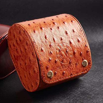 Genuine Napa Leather Watch Roll Travel Case - Travel Watch Rolls and Leather Watch Display Cases with Velvet Interior - Watch Storage Organizer Men's By CALIBERWATCH (Cognac - Single)