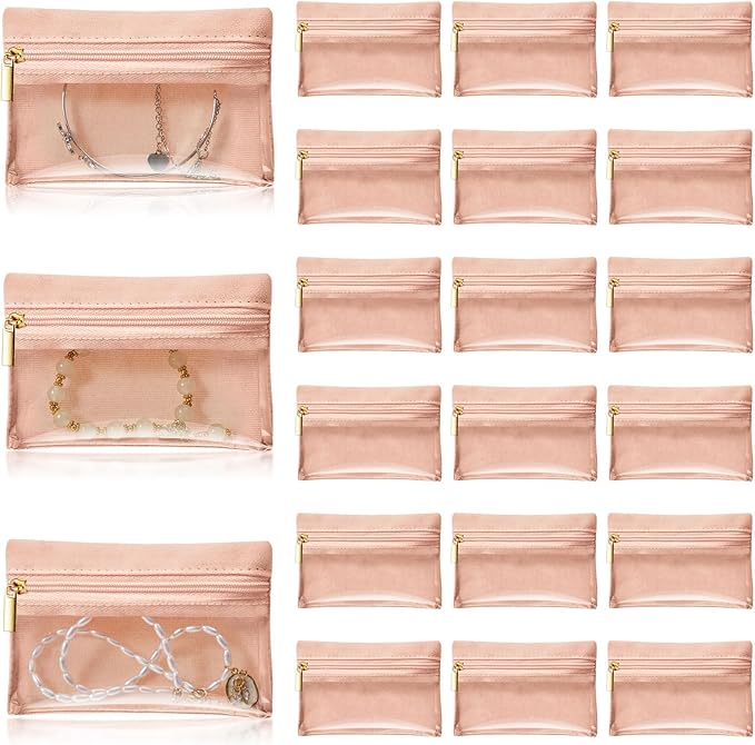 Uiifan Travel Jewelry Organizer Flannel Jewelry Bags Portable Jewelry Pouch with Zipper Pockets for Women Girl Gift