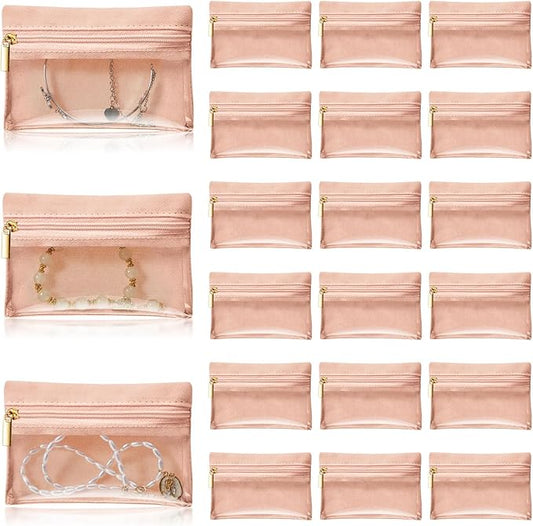 Uiifan Travel Jewelry Organizer Flannel Jewelry Bags Portable Jewelry Pouch with Zipper Pockets for Women Girl Gift