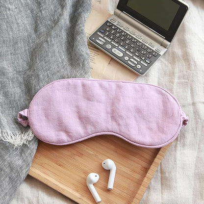 100% Pure Linen Sleep Mask Blackout Eye Mask for Sleeping, Eye Cover with Adjustable Strap - Organic Cotton Core Linen Eyes Mask Breathable for Travel - Gift for Women Men (Purple Gray)