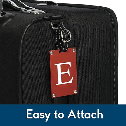Premium 3-Layer Aluminum Luggage Tags by Fortuna - Easy to Claim, Laser-Engraved, Plastic-Free, and Eco-Friendly Luggage Tag Holders, 2-Pack, Red (E)