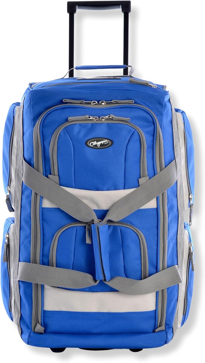 Olympia U.S.A. 29 inch Jumbo Size 8 Pockets Wheeled Rolling Duffel Bag Water Resistant Luggage Lightweight Travel Suitcase with Retractable Handle