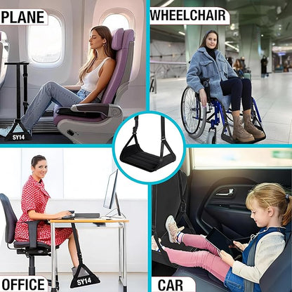 Premium Airplane Foot Hammock – Foot Hanger for Flights Portable Foot Rest for Air Travel Memory Foam Leg Rest Travel Under Desk Foot Hammock for Travel Gift Men Women Wheelchair footrest Christmas