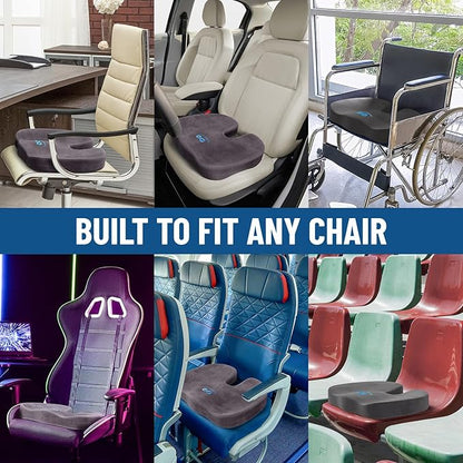 Everlasting Comfort Doctor Recommended Memory Foam Seat Cushion for Office Chairs & Car - Ergonomic Office Desk Accessories - Cushions for Tailbone Pain Relief, Sciatica & Back Support Pillow