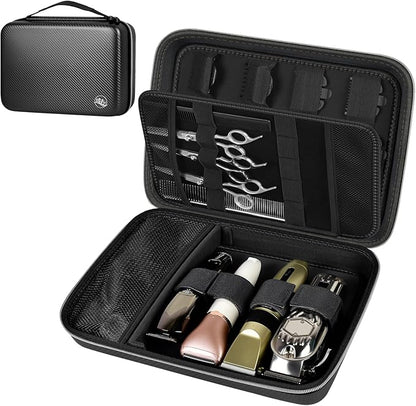 Boobowl Hard Travel Case for Hair Clippers, Hair Cutting Barber Supplies Organizer Bag, Trimmer Storage Holder for Ufree/for Wahl Men Razor Guard Grooming Kits -Box Only (Black+Silver Zipper)
