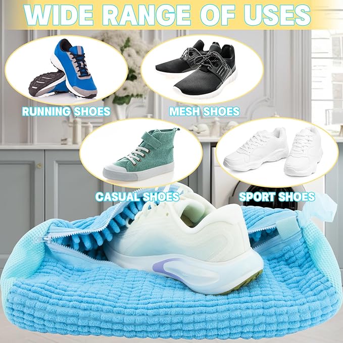 2PCS Shoe Washing Machine Bgs,Laundry Shoe Bags for Washer and Dryer, Reusable and Durable Zipper Sneaker Shoe Washing Bag, Tennis Shoe Cleaning Bag for All Shoe Types (Blue)