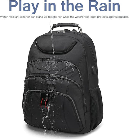 Extra Large Laptop Backpack for Men,37L Gaming Laptop Backpack,18.4Inch Travel Backpack with USB Charging Port, Business Flight Approved -Big Capacity Computer Bag College Bookbag, Black Black