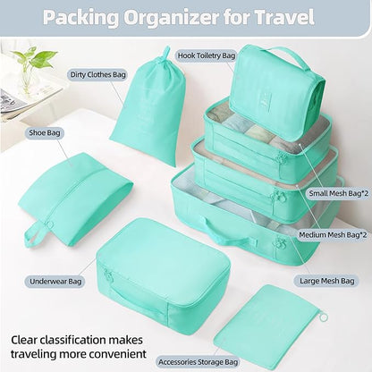 10 Pcs Set Packing Cubes - Travel Packing Organizers, Expandable Suitcase Organizer, Luggage Organizer Bags