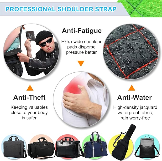 2 in 1 Anti-theft Bag Shoulder Strap with Pockets, 54 inch Travel Belt Ultra-Wide and Thick, Comfort and Stylish