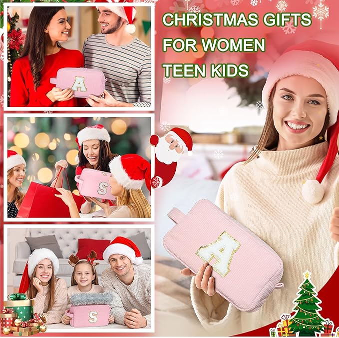 YOOLIFE Initial Travel Makeup Bag Cosmetic Bag - Teen Girl Gifts Trendy Stuff Friend Birthday Gifts for Women Teen Girl Kids