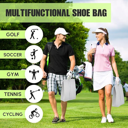 Leinuosen 4 Pack Smell Proof Shoe Cleat Bag for Travel Water Resistant Odor Absorbing Lightweight Golf Soccer Shoe Storage Organizer Pouch with Zipper for Gym Sports Work Men Women (Gray)