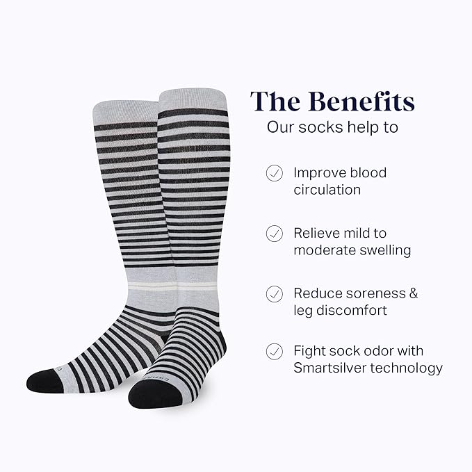 Comrad CloudCotton Knee High Socks - 15-20mmHg Graduated Compression Socks - Combed Cotton Support Socks