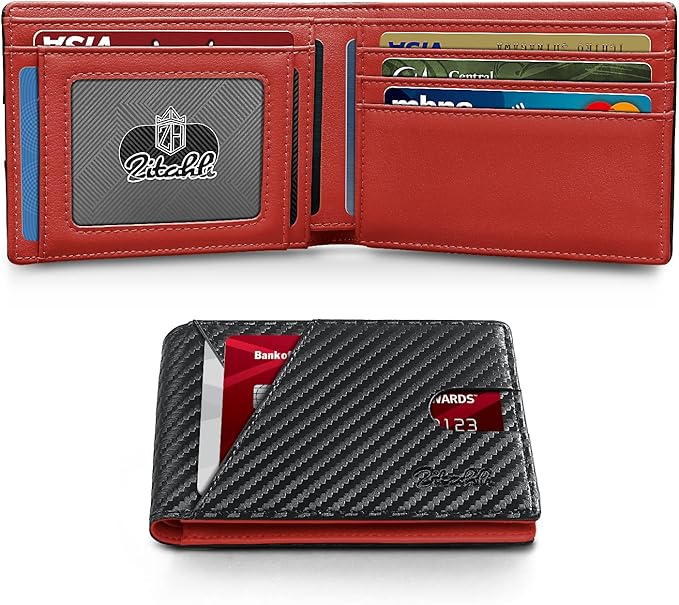 Zitahli Wallet for Men Slim 11 Credit Card Holder RFID Blocking Small Men's Wallet Bifold Minimalist Front Pocket With Mens Gifts Box