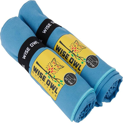 Wise Owl Outfitters Microfiber Camping Towel - Quick Dry Towel for Travel, Backpacking, Hiking, Beach, Gym & Yoga - Compact, Fast Drying & Lightweight