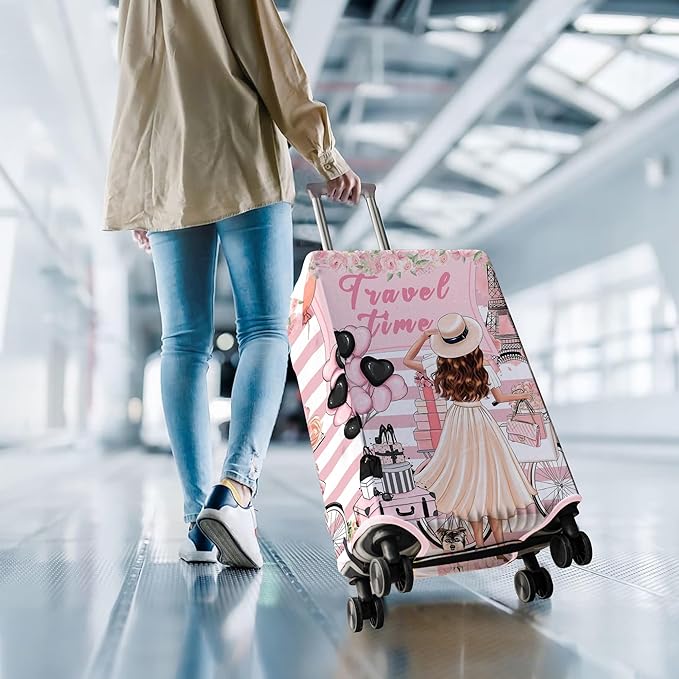 Travel Luggage Cover Suitcase Protector Fits 18-32 Inch Wheel Covers PatternedTravel Related Items Flower Luggage Protector Elastic M