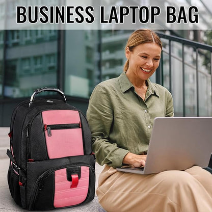 YOREPEK Travel Backpack, 50L Laptop Backpacks for Men Women, Water Resistant Airline Approved Bag with USB Charging Port Fits 17 Inch Computer, Pink