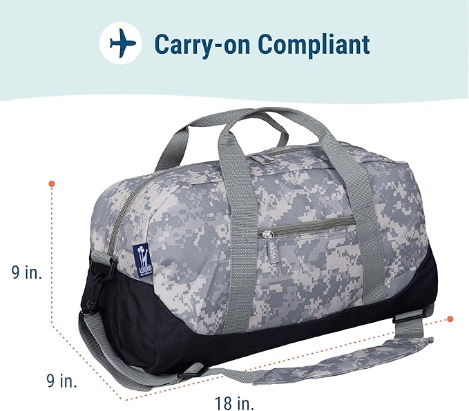 Wildkin Kids Overnighter Duffel Bag – Carry-On Size, Ideal for School & Sleepovers – Digital Camo