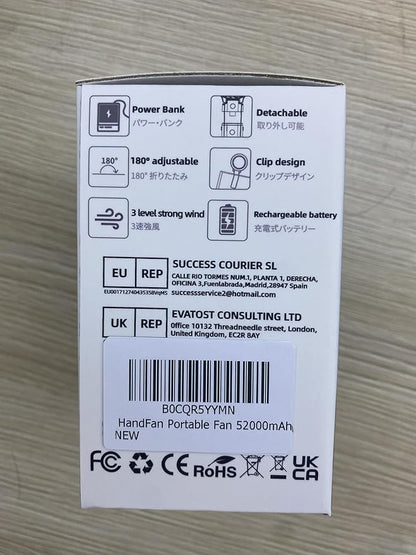 HandFan 5200mAh Handheld Fan Rechargeable, 20H Runtime Hand Fan, 3 Speeds Strong Airflow, Personal 180° Foldable Portable Fans for Travel/Summer/Concerts/Lash/Commute, Gifts for Women (Blue)