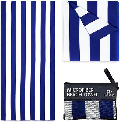 Elite Trend Microfiber Beach Towel for Adults with Bag - Extra Large 78x35 inch Lightweight Sand Free Quick Dry Towel for Travel, Swimming, Yoga, Camping (Cabana Navy)