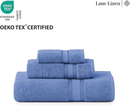 LANE LINEN Premium Bath Towel Set of 12 – 100% Cotton, 4 Bath, 4 Hand Towels & 4 Washcloths, Zero Twist, Ultra Soft, Quick-Dry, Ideal for Spa, Hotel & Everyday Use – Cerulean Blue