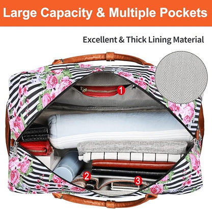 IBFUN Weekender Bags for Women, 21" Weekender Travel Bag, Travel Duffle Bag with Shoe Compartment Carry on Overnight Duffel Bag for Weekend Travel Business Trip, 3PCS