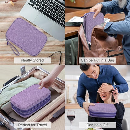 FYY Electronic Organizer, Large Travel Cable Organizer Bag Pouch Electronic Accessories Carry Case Portable Waterproof Double Layers All-in-One Storage Bag for Cable, Cord, Charger, Dark Purple