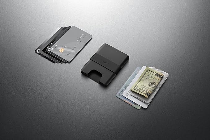 JAMES° The Lowe Minimalist CNC-Machined Aluminum Men's Wallet, Naturally RFID-Blocking, Simple, Clean, Slim - Black + Black