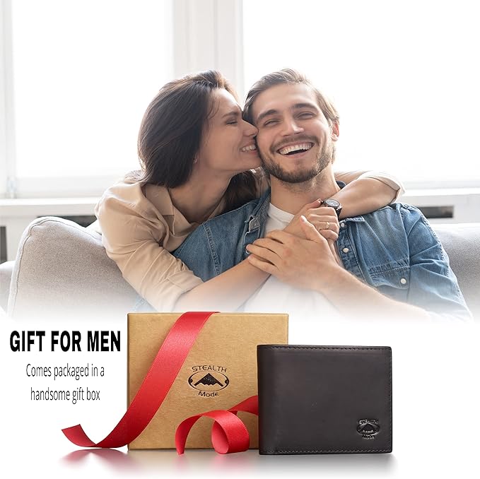 Stealth Mode Leather Bifold Wallet for Men With ID Window and RFID Blocking