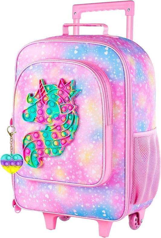 Kids Luggage for Girls, Cute Unicorn Rolling Suitcase Wheels for Children Toddler