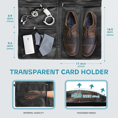 Travel Garment Bag with Zipper Pocket, Suit Bag for Suits, Dresses, Coats