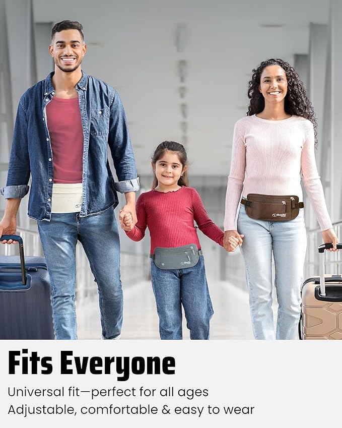 RFID Blocking Money Belt for Travel – Ultra Comfortable Hidden Travel Wallet, Lightweight & Water-Resistant with Adjustable Strap – Secure Cash & Passport Holder for International Trips & Theme Parks