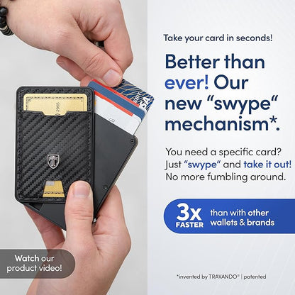 TRAVANDO Swype Slim Wallet for Men Metal RFID Blocking Mens Wallet Card Case (Without AirTag* Pocket)