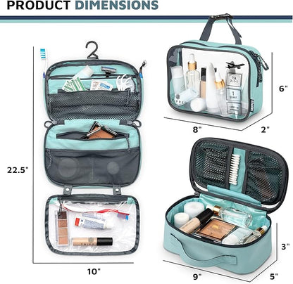 Toiletry Bag Kit Set: Hanging Travel Toiletry Bag + 311 TSA Cosmetic Liquid Bag + Ultralight Accessory Organizer Pouch
