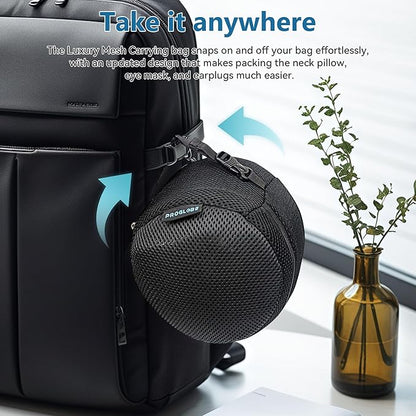 Proglobe Travel Neck Pillows for Airplanes, Sleeping Essentials for Long haul Flights, 360° Head Support, Car and Airplane Kit with 3D Contoured Eye Mask, Earplugs and Luxury Mesh Bag (Adult, Grey)